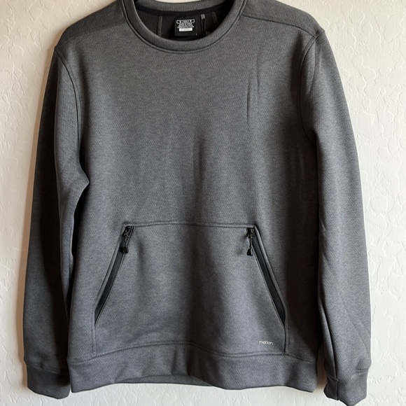 Motion Men's Long Sleeves Crewneck Pullover Fleece Sweatshirt Size S Charcoal - Picture 2 of 12